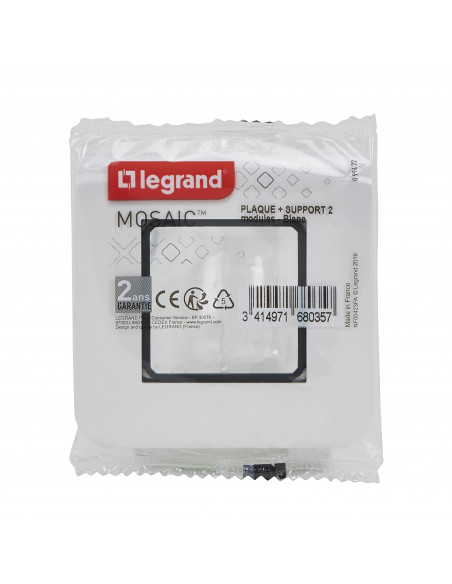 Plaque Mosaic avec support à vis pour 2 modules blanc LEGRAND 099472
