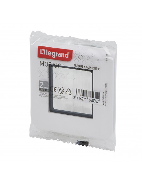 Plaque Mosaic avec support à vis pour 2 modules blanc LEGRAND 099472