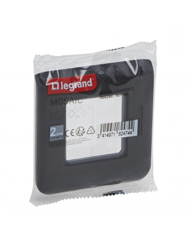 Plaque Mosaic avec support à vis pour 2 modules noir mat LEGRAND 099480