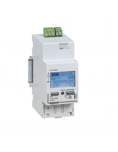 Compteur monophasé EMDX³ non MID raccordement direct 63A -2 modules sortie RS485 LEGRAND 412081