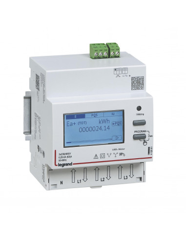 Compteur triphasé EMDX³ non MID racc direct 63A sortie impulsions 4 modules LEGRAND 412090
