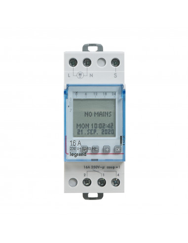 Interrupteur horaire programmable 2 SORTIES HEBDO. ASTRONOMIQUE 230V BLUETOOTH LEGRAND 412724