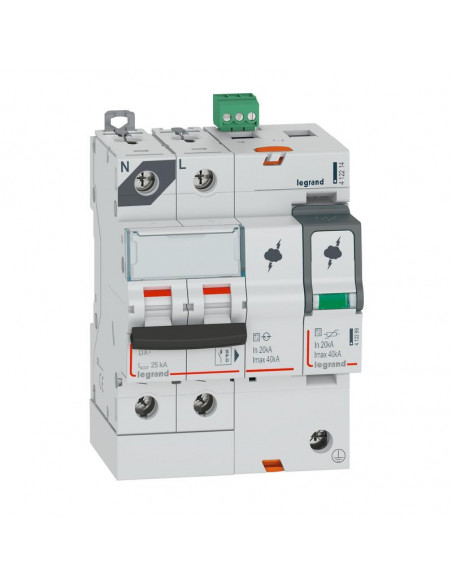 Parafoudre avec protection de court-circuit intégrée type T2 Imax 40kA 1P+N 320V~ 4 modules LEGRAND 412214