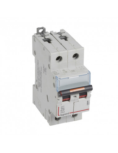  Disjoncteur DX³ 25kA arrivée haute et départ bas à vis 2P 230V~ à 400V - 6A courbe Z - 2 modules LEGRAND 409911