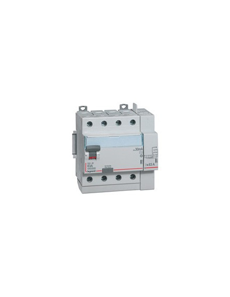 DX3 INTERRUPTEUR DIFFERENTIEL TETRAPOLAIRE 63A AC 30MA AUTO NEUTRE GAUCHE LEGRAND 411653