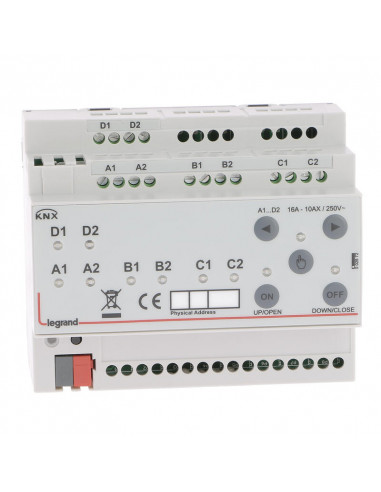 Contrôleur modulaire ON/OFF multi-applications KNX - raccordement multi-phases 8 sorties 16A - 6 modules LEGRAND 002672 