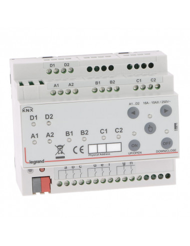 Contrôleur modulaire ON/OFF multi-applications KNX 8 sorties 16A - 8 entrées contact binaire- 6 modules LEGRAND 002673