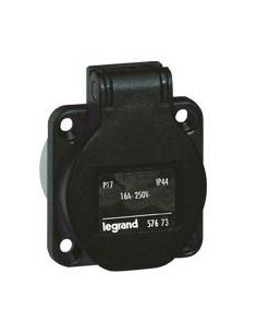 Socle Prise à encombrement réduit P17 à brochage domestique IP54 16A 250V~ noir LEGRAND 057673