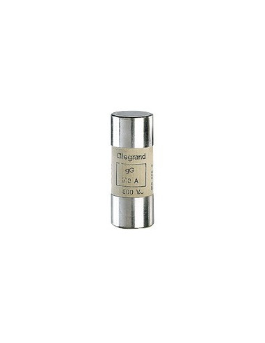 Cartouche industrielle cylindrique type gG 22x58mm sans percuteur 10A LEGRAND 015310