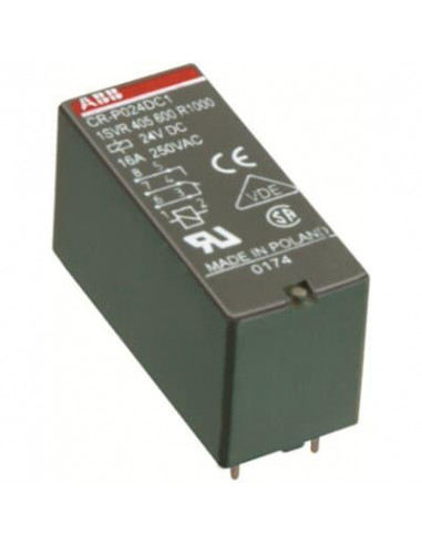 Relais débrochable CI 24VDC 1rt 250V 16A 1SVR405600R1000 ABB 240560010