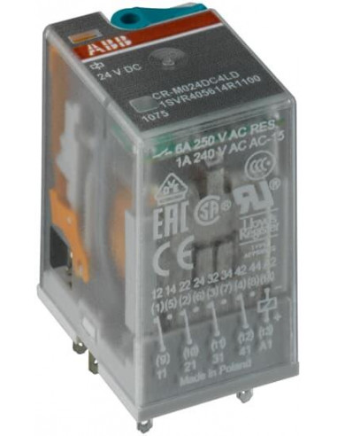 Relais Miniature débrochable 24VDC 2rt 250V 12A 1SVR405611R1000 ABB 240561110