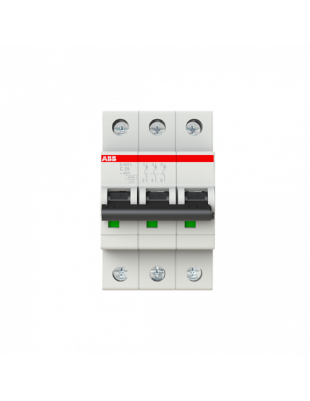 Disjoncteur S203L 3P 25A Courbe C Raccordement à vis - 6KA (3Modules) 2CDS243701R0254 ABB 350340