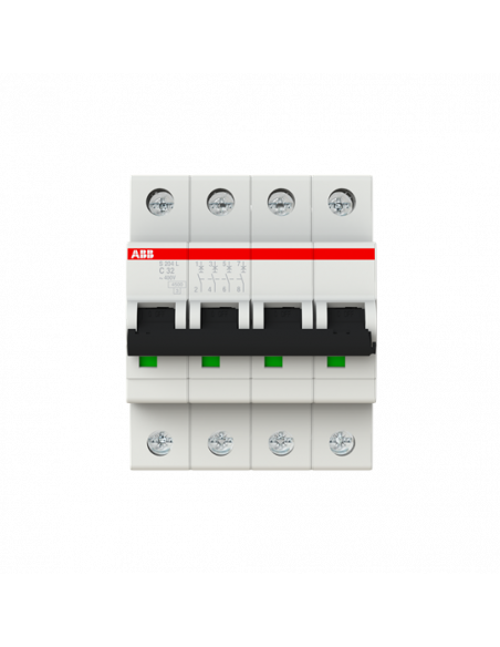 Disjoncteur S204L 4P 32A Courbe C Raccordement à vis - 6KA (4Modules) 2CDS244701R0324 ABB 350441