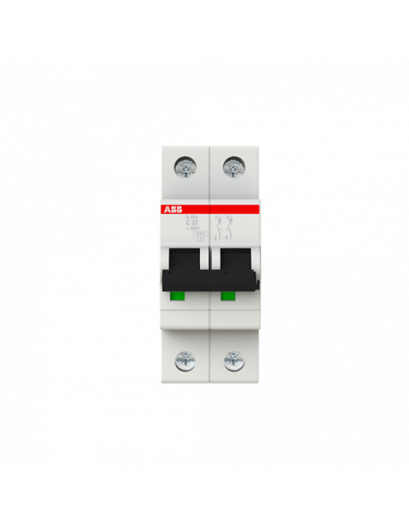 Disjoncteur S202 2P 32A Courbe C Raccordement à vis - 10KA (2Modules) 2CDS252001R0324 ABB 352241