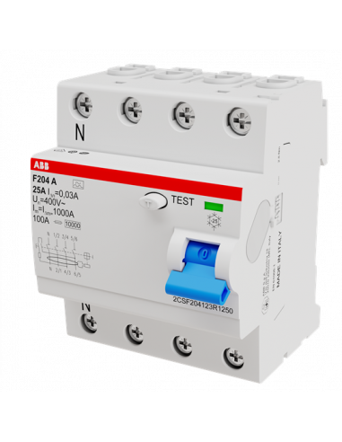 Inter. Dif. (F204) 4P 25A 30mA Type A 2CSF204123R1250 ABB 442141