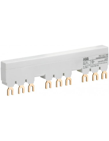 Peigne d'alimentation 100A Max pour 3 MS116/132 avec 1 contact auxilliaire 1SAM201916R1113 ABB H440064