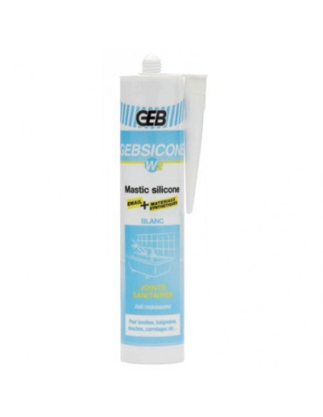 GEBSICONE W2 mastic 100% silicone d'étanchéité cartouche de 310ml blanc GEB 890501