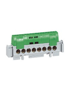 Bornier de répartition isolé IP2X terre 8 connexions 1,5mm² à 16mm² vert longueur 75mm LEGRAND 004832