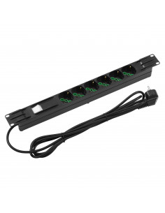 PANNEAU 19'' AVEC 6 PRISE 16A +INTERRUP. GEWISS GW38606