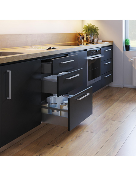 Kit de tiroir pour cuisine et salle de bain Vertex de hauteur 93 mm avec panneaux incluses. EMUCA 3173235