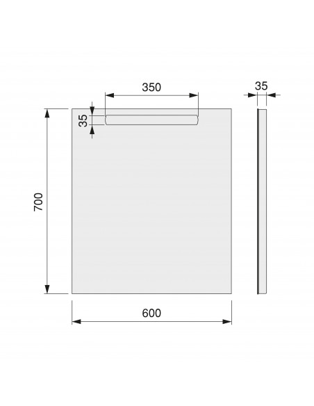 Miroir de salle de bain Pegasus avec éclairage frontal LED (AC 230V 50Hz) EMUCA 5148120