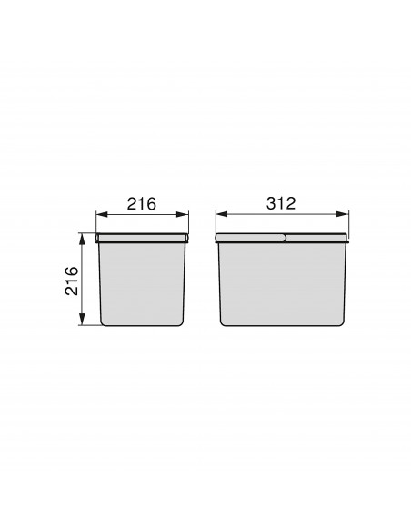 Poubelles pour tiroir de cuisine Recycle, Hauteur 216 EMUCA 8197623