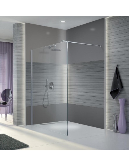 Paroi de douche OPEN 2 douche ouverte 140 verre transparent profilé brillant LEDA L13OP61433