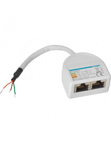 Eclateur de port 1 RJ45 vers 2 RJ45 pour Modbus agardio HAGER HTG468H