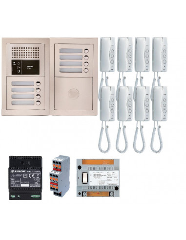 Pack audio bus 8 BP encastré avec module pour T25/VIGIK centrale 8 postes GT1D alim sans transfo gâche AIPHONE 200379