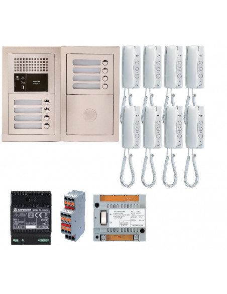 Pack audio bus 8 BP encastré avec module pour T25/VIGIK centrale 8 postes GT1D alim sans transfo gâche AIPHONE 200379