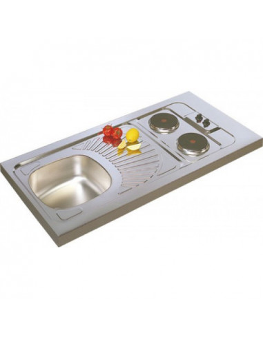 Evier cuisinette en inox 1 cuve 2...