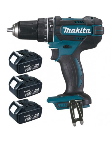 Perceuse visseuse à percussion 18 V Li-Ion 4 Ah diam. 13 mm (3 batteries) MAKITA DHP482RM3J