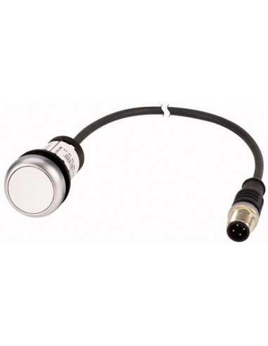 Bouton-poussoir affleurant à accrochage blanc 1 contact à fermeture NO avec câble 0 5m et connec EATON C22-DR-W-K10-P3