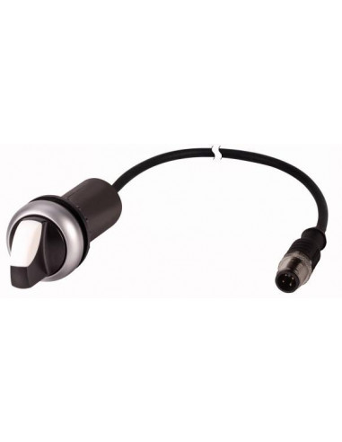 Commutateur rotatif classique à manette à rappel 3 positions 2 N/O câble (noire) avec connecte EATON C22-WK3-K20-P1