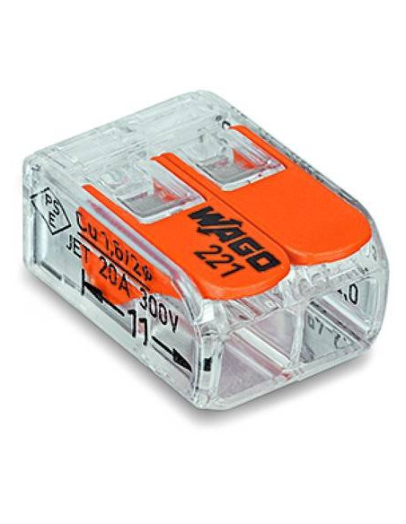 PACK 100 BORNES 2 ENTRÉES A LEVIER WAGO 221-412